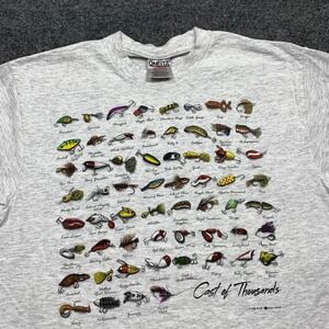 Vintage 90s Cast of Thousands Fishing Lure Hooks T-shirt Size Large